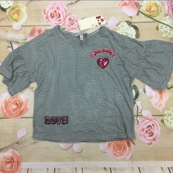 Speechless Girls 7-16 bell sleeve patch Top NWT - Picture 1 of 3